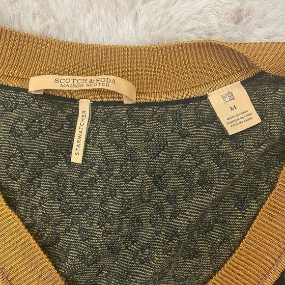 Scotch & Soda Leopard Print V-Neck Sweater - Brown and Black - Picture 6 of 8